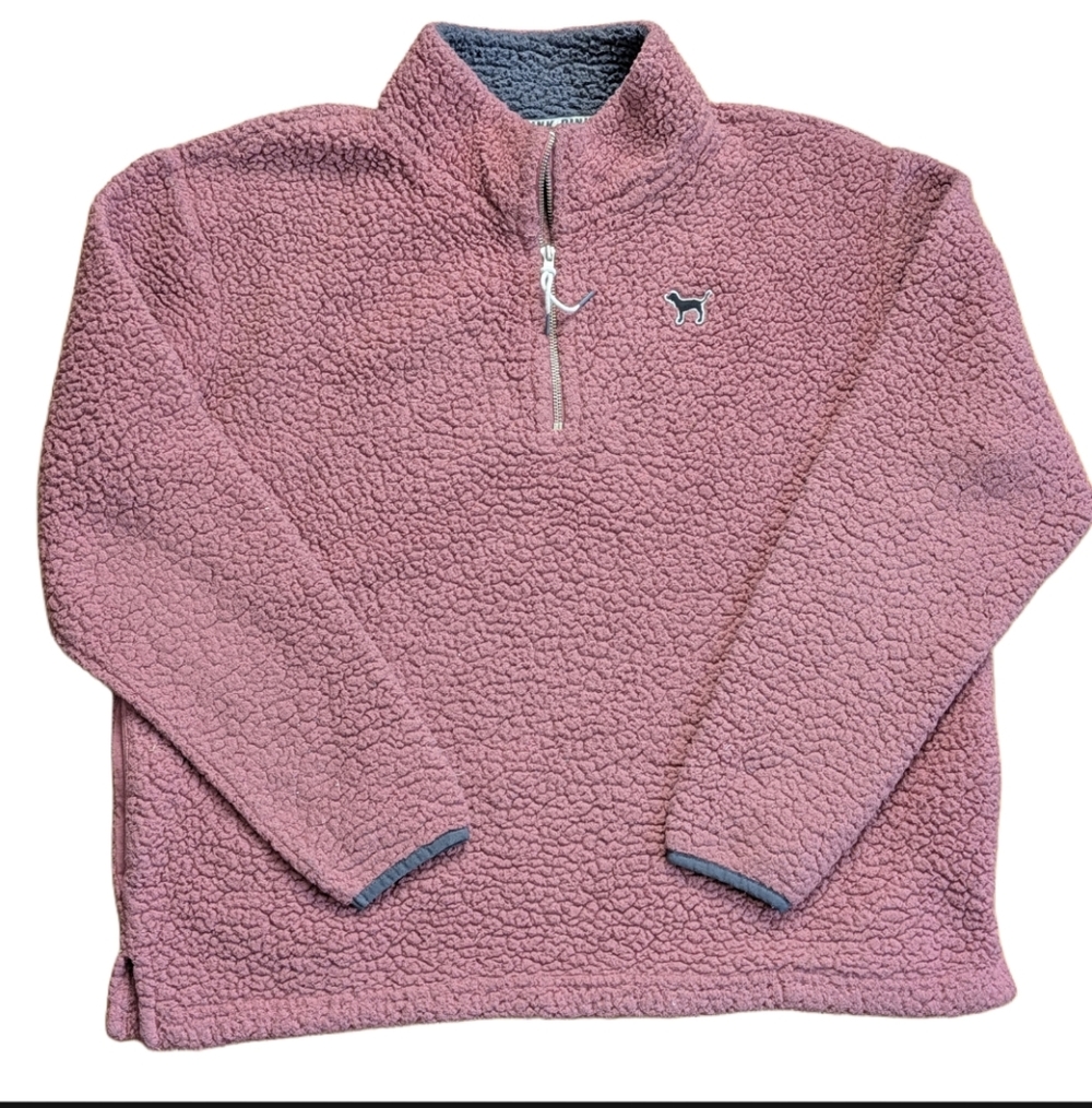Victoria's Secret Pink Sherpa Fleece Quarter Zip Long Preppy Warm Sweatshirt